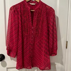 Fun print hot pink blouse from Banana Republic Factory store size small.